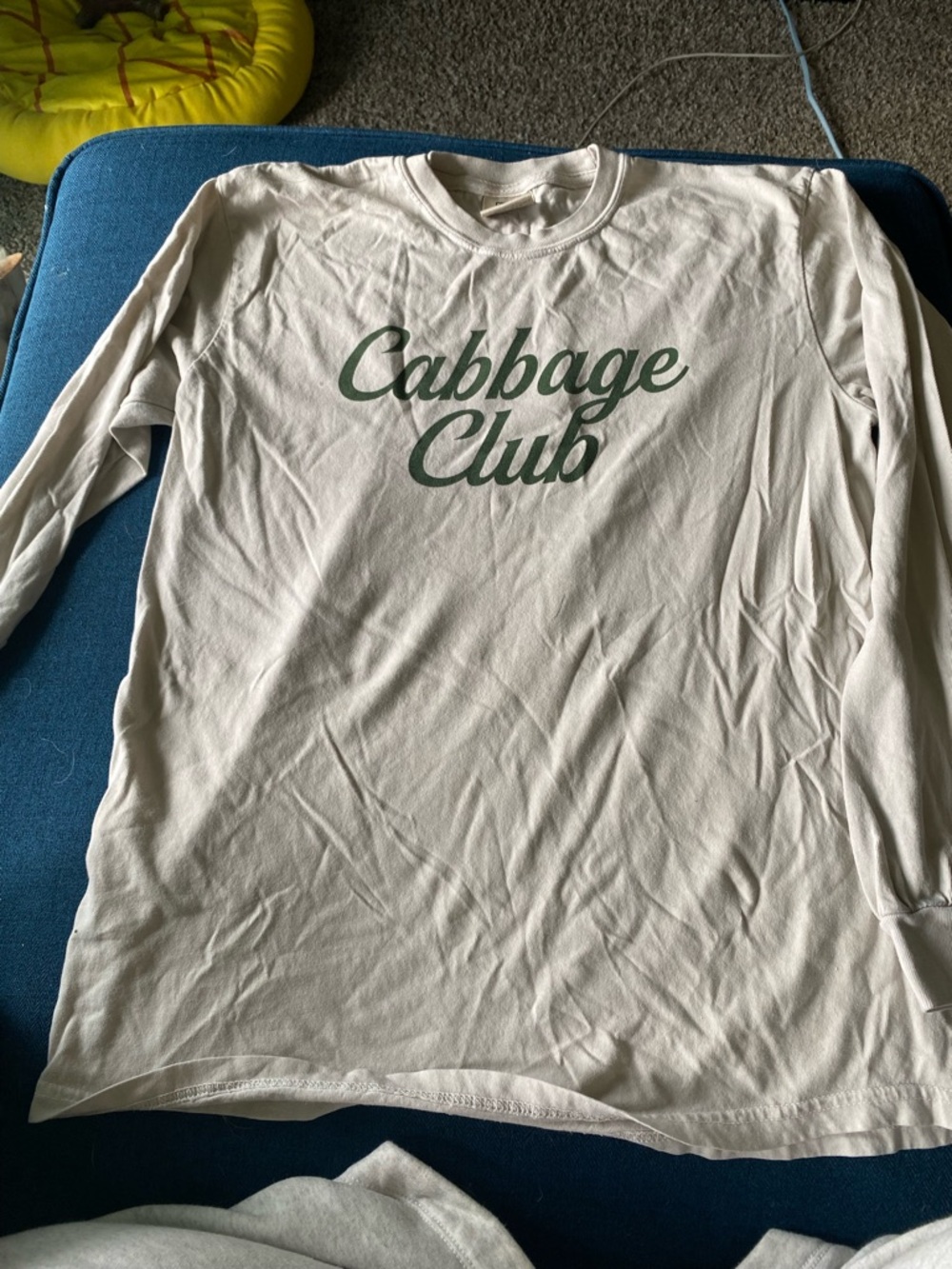 Comfort Colors White Long Sleeve "Cabbage Club" Tee with Green Script